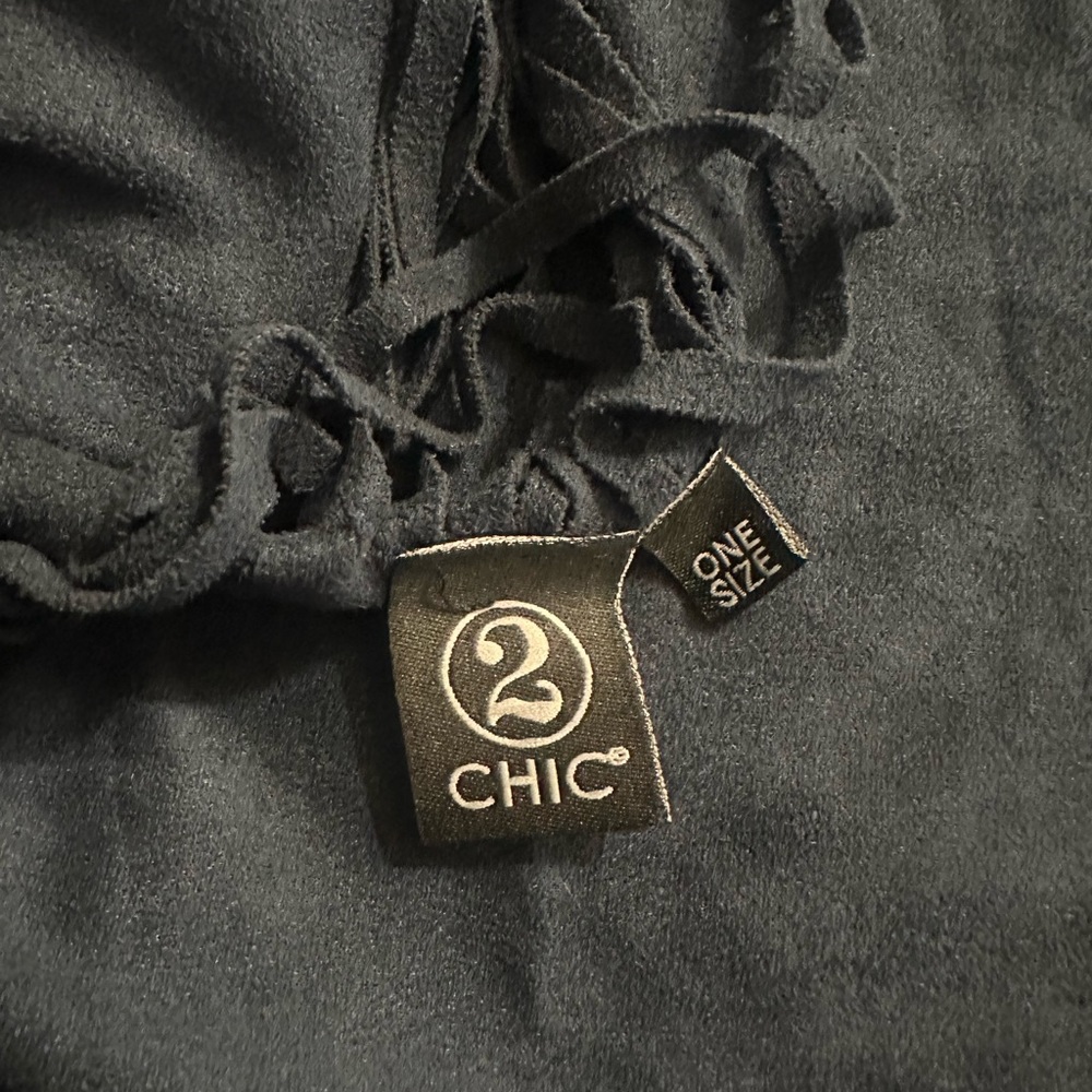 2 CHIC Suede Fringed Navy Poncho/Kimono Style Cover